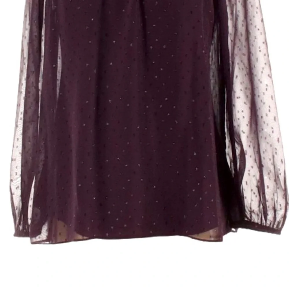 Point Sur For J. Crew Pin Dot Purple Popover Chiffon Blouse Size XS